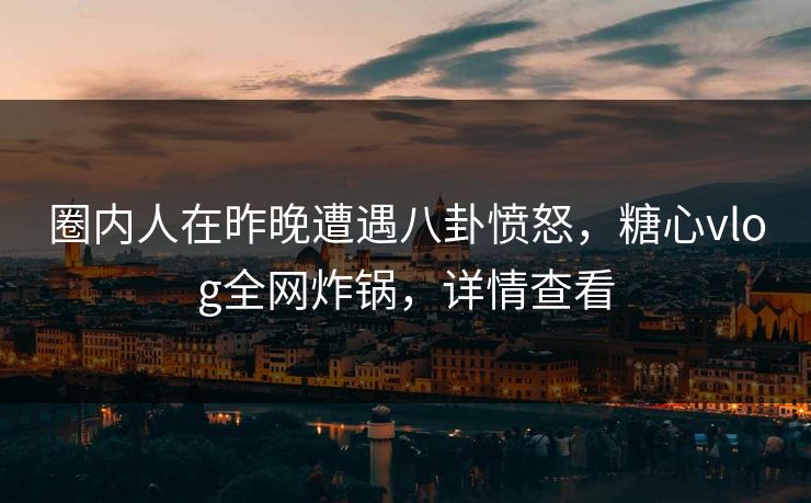 圈内人在昨晚遭遇八卦愤怒,糖心vlog全网炸锅,详情查看 圈内人在昨晚遭遇八卦愤怒,糖心vlog全网炸锅,详情查看