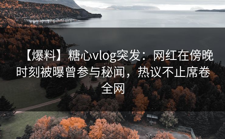 【爆料】糖心vlog突发：网红在傍晚时刻被曝曾参与秘闻，热议不止席卷全网